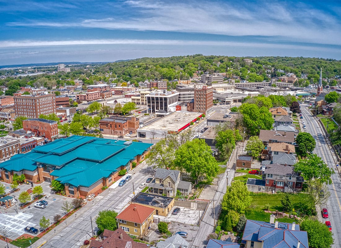 Council Bluffs Insurance - Aerial View of Downtown Council Bluffs Iowa